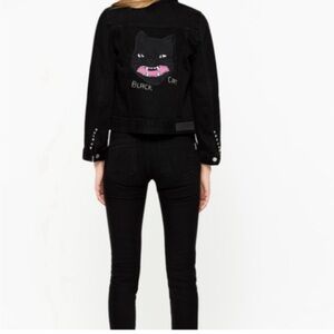 Black Cat Embroidered Women's Jacket